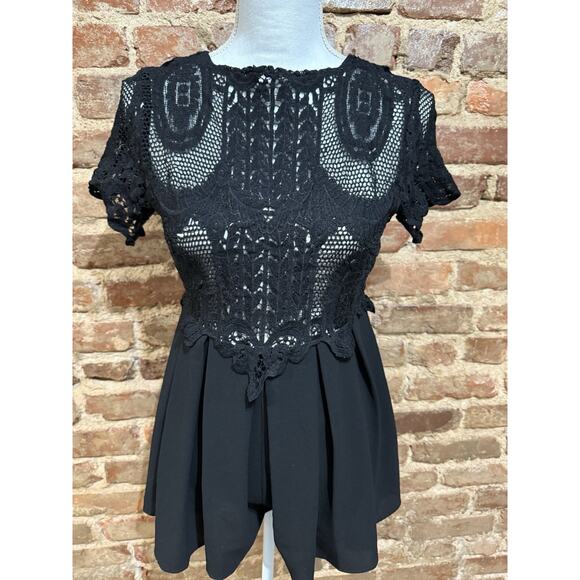 Lac Bleu Women’s Black Mesh Lace Skort Mini Sheer Sz M Boho Goth Western - Picture 2 of 11